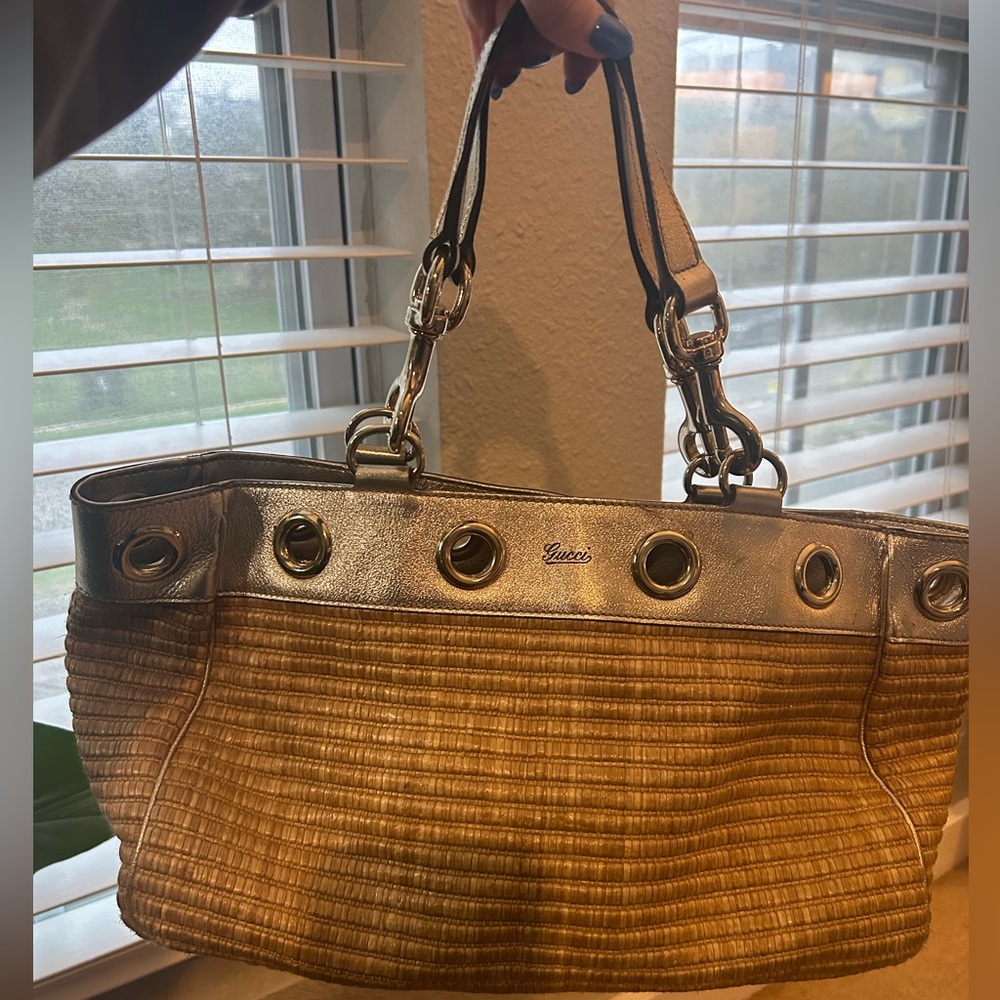 Gucci Metallic Gold and Tan Tote - Picture 2 of 7